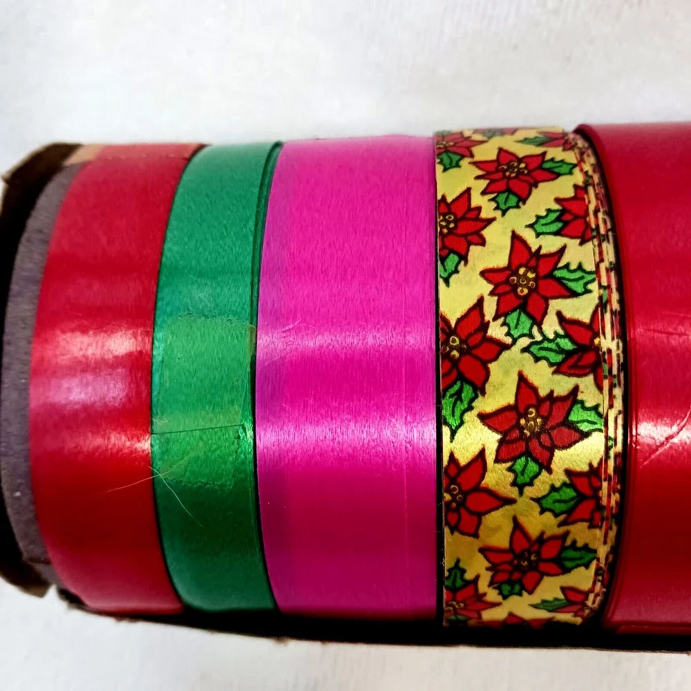 Vintage 1980s Christmas Ribbons 10 Rolls‎ 50 Yards Gift Wrap New in Box!!